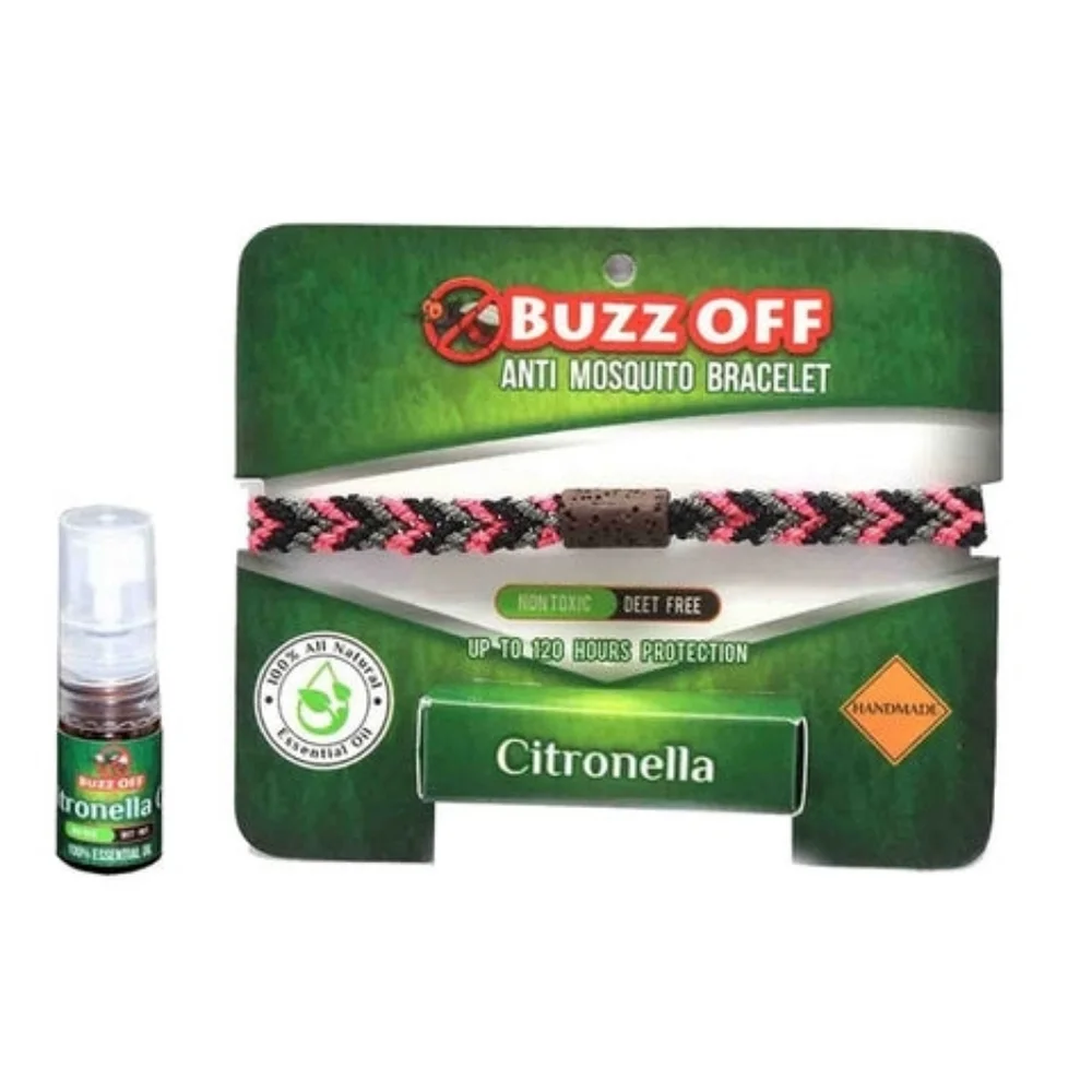 Four (4) Buzz Off Anti Mosquito Handmade Citronella Bracelet Sets